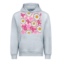 Heather Grey breast cancer awareness with daisy and heart seamless pattern Urban Hoodie - BundleAndBundleShop