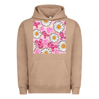Pigment Burro breast cancer awareness with daisy and heart seamless pattern Urban Hoodie - BundleAndBundleShop