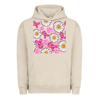 Pigment French Oak breast cancer awareness with daisy and heart seamless pattern Urban Hoodie - BundleAndBundleShop