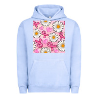 Pigment Grape Ice breast cancer awareness with daisy and heart seamless pattern Urban Hoodie - BundleAndBundleShop