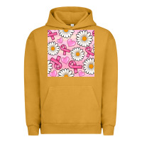 Pigment Peanut Butter breast cancer awareness with daisy and heart seamless pattern Urban Hoodie - BundleAndBundleShop
