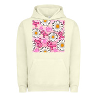 Pigment Pistachio breast cancer awareness with daisy and heart seamless pattern Urban Hoodie - BundleAndBundleShop