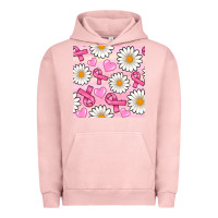Pigment Salmon breast cancer awareness with daisy and heart seamless pattern Urban Hoodie - BundleAndBundleShop