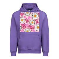 Tulip breast cancer awareness with daisy and heart seamless pattern Urban Hoodie - BundleAndBundleShop
