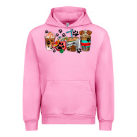 Fuchsia Pink dogs coffee cups Urban Hoodie - AdoDesignShop