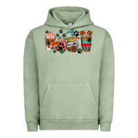 Pigment Oil Green dogs coffee cups Urban Hoodie - AdoDesignShop