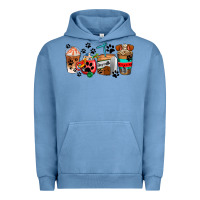 Pigment Pebble Blue dogs coffee cups Urban Hoodie - AdoDesignShop