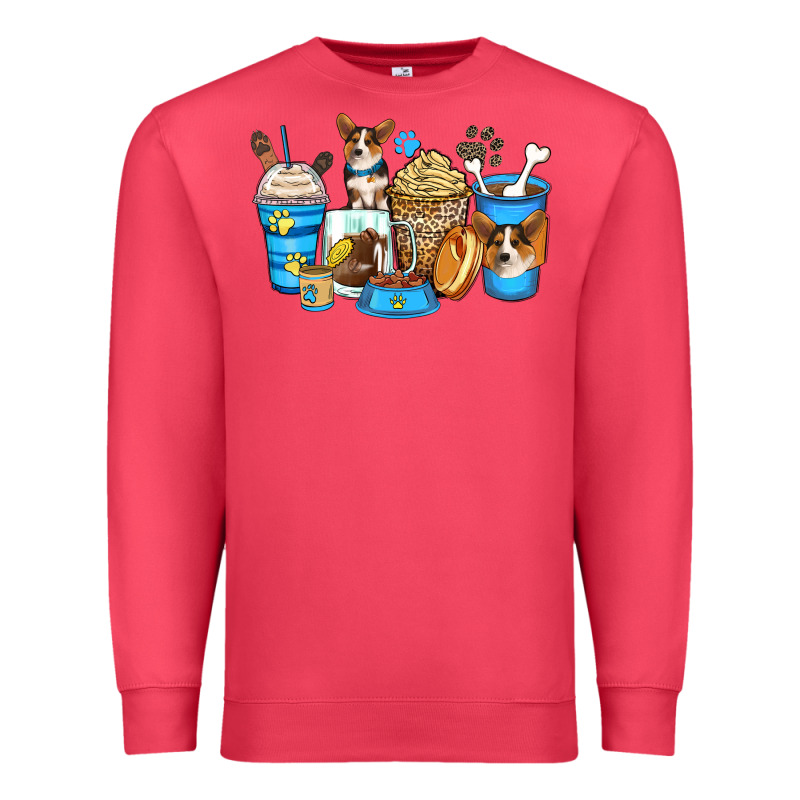 Corgi Coffee Cups Premium Sweatshirt by Zillion Design Studio | Teevron