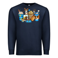 Navy corgi coffee cups Premium Sweatshirt - Zillion Design Studio