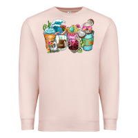 Pale Pink skeleton summer coffee cups Premium Sweatshirt - Zillion Design Studio