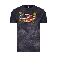 Cloud Black usa map with sunflower and cactus Vintage Tee - Artiststas