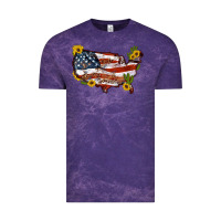 Cloud Purple usa map with sunflower and cactus Vintage Tee - Artiststas
