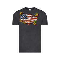 Vintage Black usa map with sunflower and cactus Vintage Tee - Artiststas