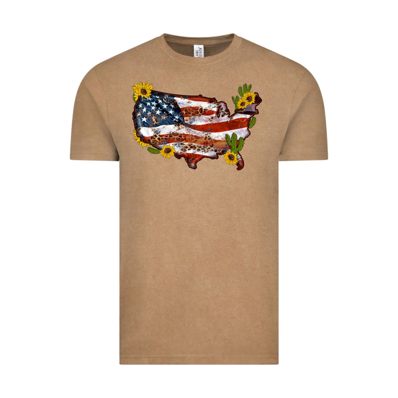 Usa Map With Sunflower And Cactus Vintage Tee by Artiststas | Teevron