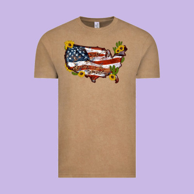 Usa Map With Sunflower And Cactus Vintage Tee Designed By Artiststas