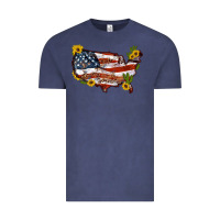 Vintage Denim usa map with sunflower and cactus Vintage Tee - Artiststas