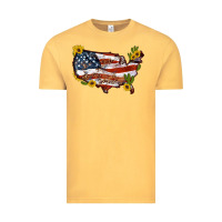 Vintage Mustard usa map with sunflower and cactus Vintage Tee - Artiststas