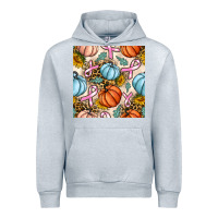 Heather Grey breast cancer awareness with pumpkin and leopard seamless pattern Urban Hoodie - BundleAndBundleShop