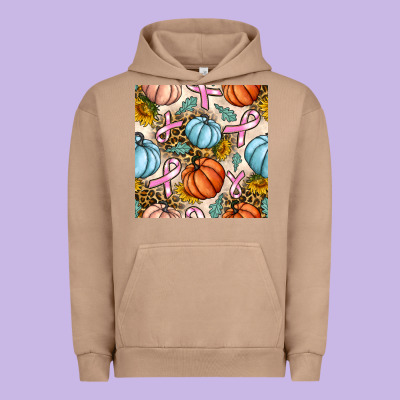 Breast Cancer Awareness With Pumpkin And Leopard Seamless Pattern Urban Hoodie Designed By Bundleandbundleshop
