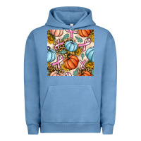 Pigment Pebble Blue breast cancer awareness with pumpkin and leopard seamless pattern Urban Hoodie - BundleAndBundleShop