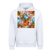 White breast cancer awareness with pumpkin and leopard seamless pattern Urban Hoodie - BundleAndBundleShop