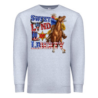 Heather Grey western sweet land of liberty 4th july billie wilder Premium Sweatshirt - texasbilliewilder