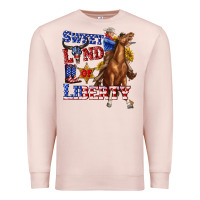 Pale Pink western sweet land of liberty 4th july billie wilder Premium Sweatshirt - texasbilliewilder