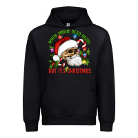 Black When You're Dead Inside But It's Christmas Hippie Skeleton Santa Urban Hoodie - Artiststas