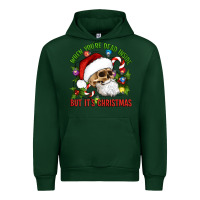 Forest Green When You're Dead Inside But It's Christmas Hippie Skeleton Santa Urban Hoodie - Artiststas
