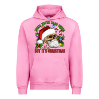 Fuchsia Pink When You're Dead Inside But It's Christmas Hippie Skeleton Santa Urban Hoodie - Artiststas