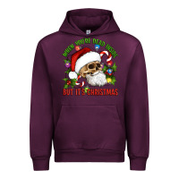 Mauve Wine When You're Dead Inside But It's Christmas Hippie Skeleton Santa Urban Hoodie - Artiststas