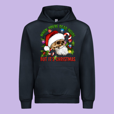 When You're Dead Inside But It's Christmas Hippie Skeleton Santa Urban Hoodie Designed By Artiststas