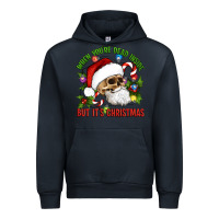 Navy When You're Dead Inside But It's Christmas Hippie Skeleton Santa Urban Hoodie - Artiststas