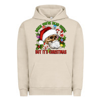 Pigment French Oak When You're Dead Inside But It's Christmas Hippie Skeleton Santa Urban Hoodie - Artiststas