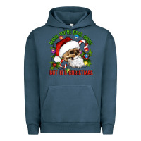 Pigment Midnight Navy When You're Dead Inside But It's Christmas Hippie Skeleton Santa Urban Hoodie - Artiststas