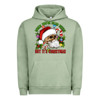 Pigment Oil Green When You're Dead Inside But It's Christmas Hippie Skeleton Santa Urban Hoodie - Artiststas