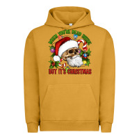 Pigment Peanut Butter When You're Dead Inside But It's Christmas Hippie Skeleton Santa Urban Hoodie - Artiststas