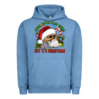 Pigment Pebble Blue When You're Dead Inside But It's Christmas Hippie Skeleton Santa Urban Hoodie - Artiststas