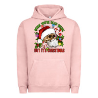 Pigment Salmon When You're Dead Inside But It's Christmas Hippie Skeleton Santa Urban Hoodie - Artiststas