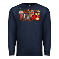 Navy hot chocolate coffee cups Premium Sweatshirt - Zillion Design Studio