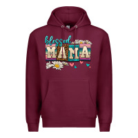 Burgundy daisy blessed mama Premium Hoodie - AdoDesignShop