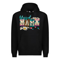Black daisy blessed mama Premium Hoodie - AdoDesignShop