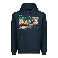 Navy daisy blessed mama Premium Hoodie - AdoDesignShop