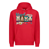 Red daisy blessed mama Premium Hoodie - AdoDesignShop
