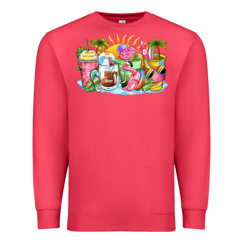 Beach Summer Coffee Cups Premium Sweatshirt by Zillion Design Studio | Teevron