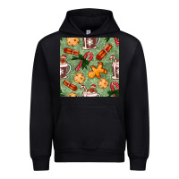 Black christmas hot chocolate and cookies seamless pattern Urban Hoodie - BundleAndBundleShop