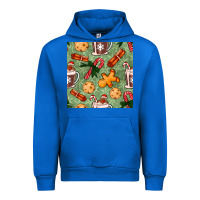 Cobalt christmas hot chocolate and cookies seamless pattern Urban Hoodie - BundleAndBundleShop