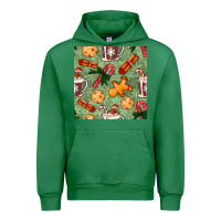 Emerald christmas hot chocolate and cookies seamless pattern Urban Hoodie - BundleAndBundleShop