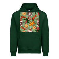 Forest Green christmas hot chocolate and cookies seamless pattern Urban Hoodie - BundleAndBundleShop