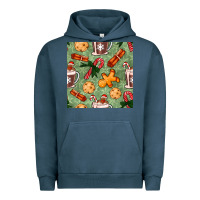 Pigment Midnight Navy christmas hot chocolate and cookies seamless pattern Urban Hoodie - BundleAndBundleShop
